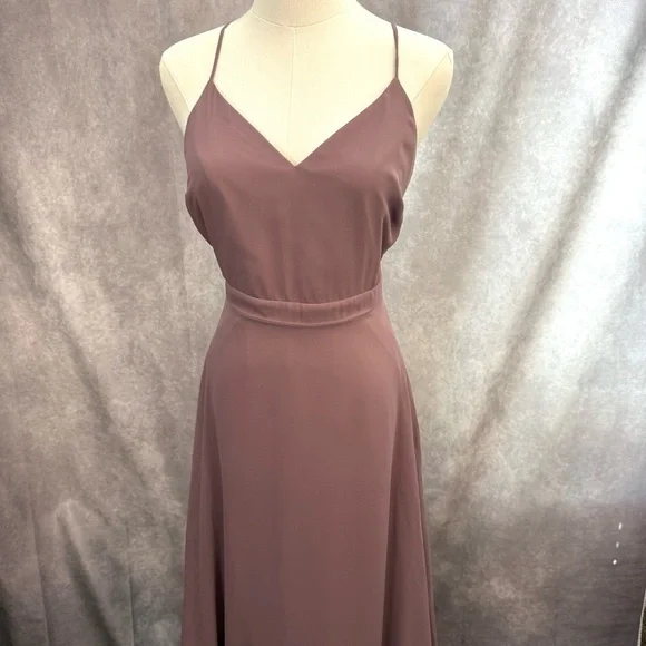 Birdy Grey Formal Mauve Dusty Rose Dress Gown Mesh Cutouts Prom Wedding Gala - Picture 4 of 10